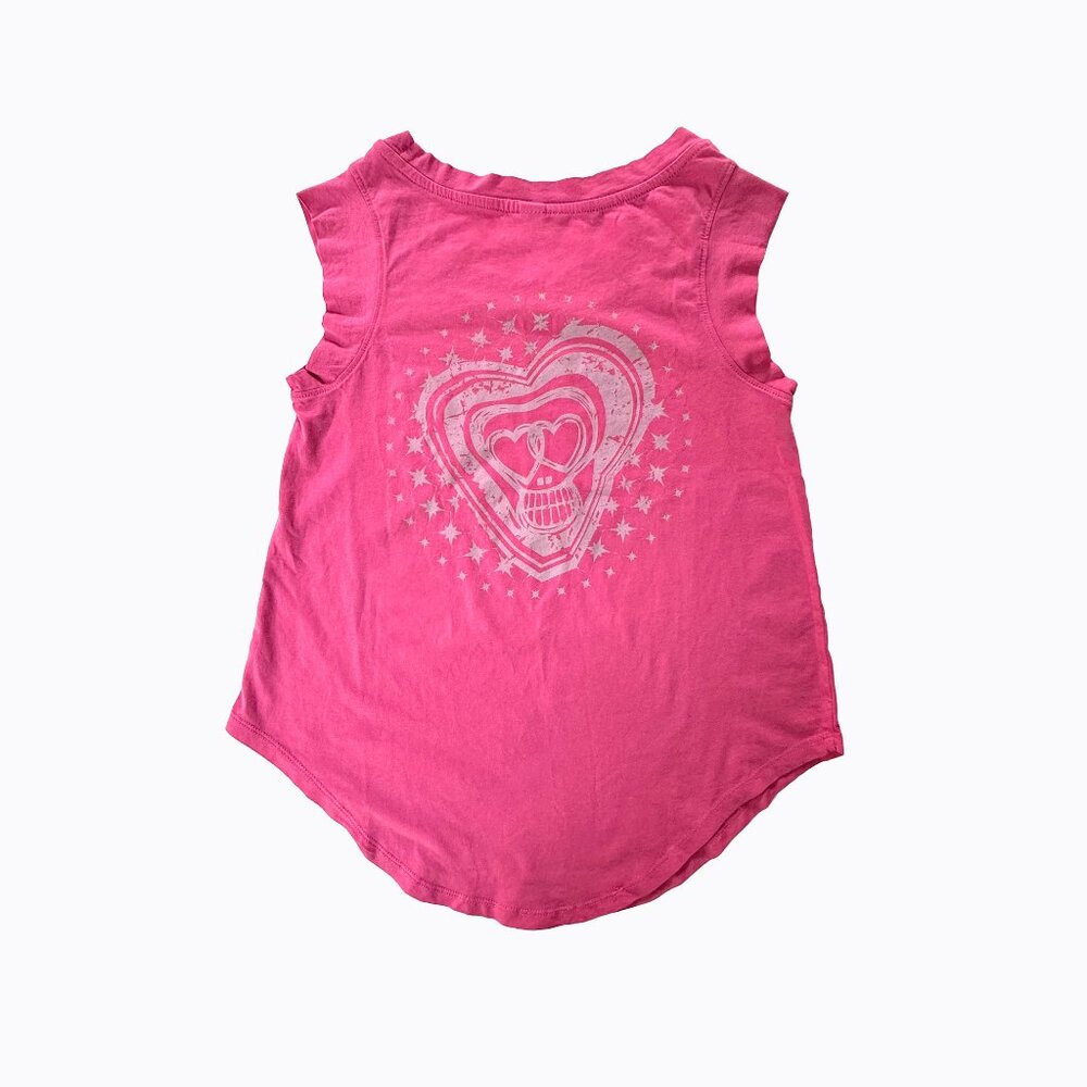 Original Skull T-Shirt Art S/M Hot Pink Cap Sleeve Edgy Punk Casual Soft Grunge
